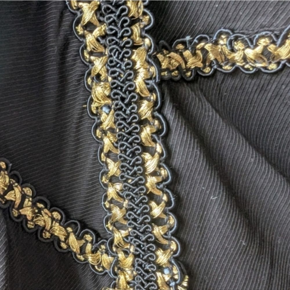 Ixiah Black and Gold Asymmetrical Handkerchief Hem Twirly Midi Skirt Size M - Picture 4 of 14